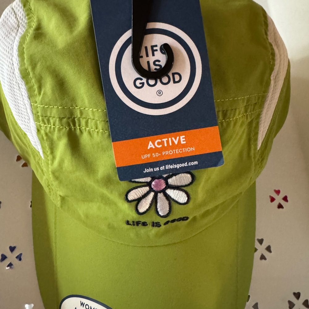 NEW Life Is Good Green Cap with Floral Design